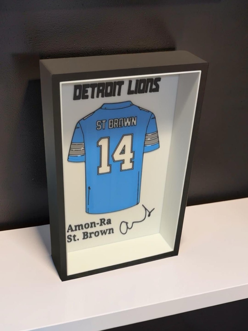 Amon-Ra St. Brown Jersey Display Box | Lions Fan Gift | Football Wall Art - Picture 2 of 2